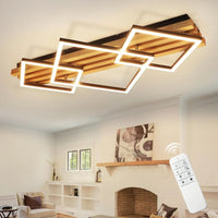 Plafonnier LED bois Cadra modèle 3 carrés