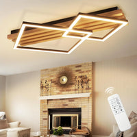 Plafonnier LED bois Cadra modèle 2 carrés
