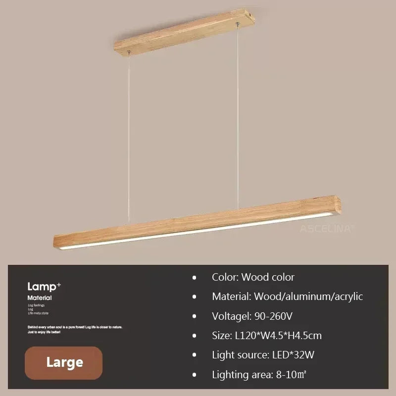 Suspension linéaire bois Alba bois clair 120 cm