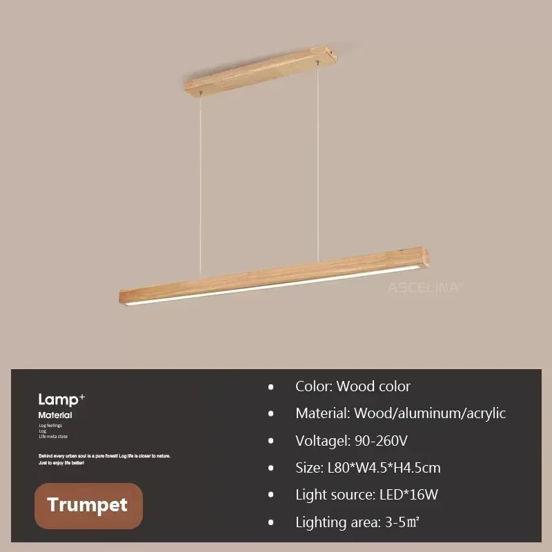 Suspension linéaire bois Alba bois clair 80 cm