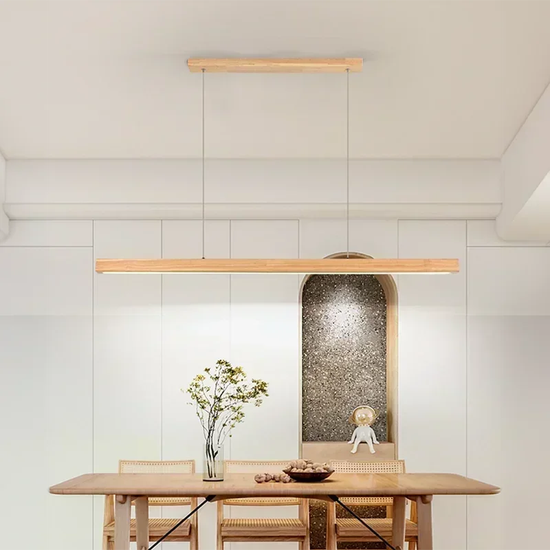 Suspension LED en bois clair Alba allumée