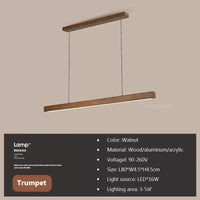 Suspension linéaire bois Alba noyer foncé 80 cm