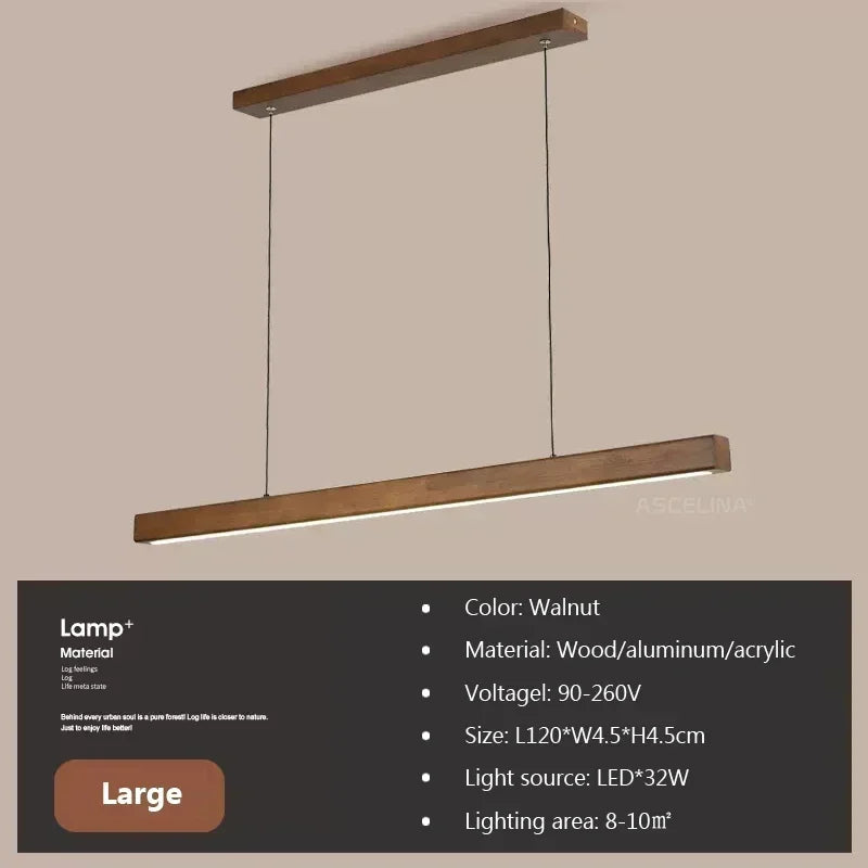Suspension linéaire bois Alba noyer foncé 120 cm