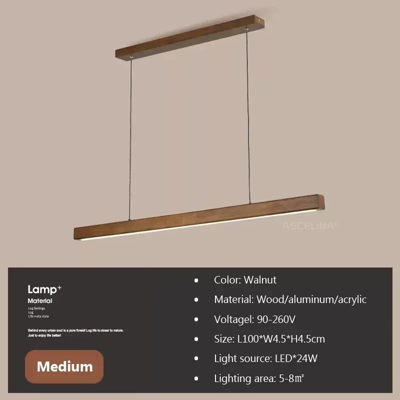 Suspension linéaire bois Alba noyer foncé 100 cm